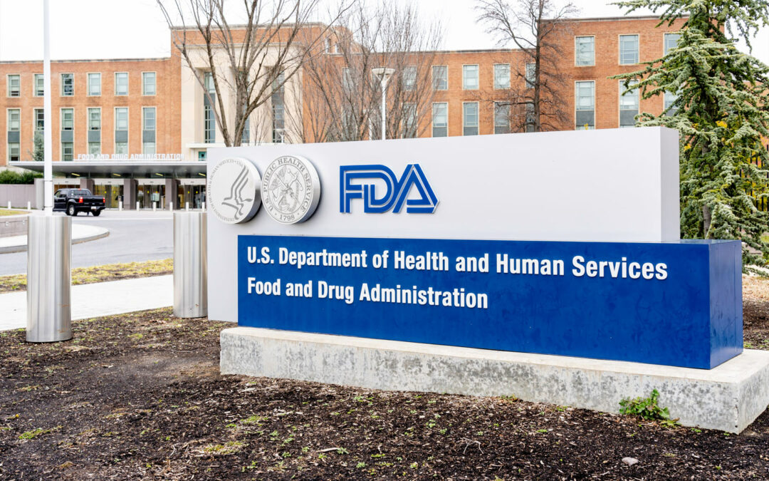 U.S. Department of Health and Human Services, Food and Drug Administration sign in front of building