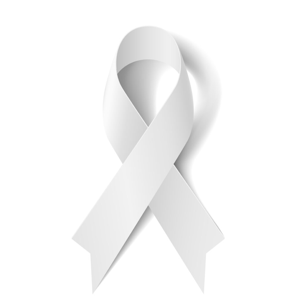 A white ribbon folded into a loop, often associated with raising awareness for various causes, on a plain white background. The imagery evokes the dedication of firms like Thornton Law Firm Boston in their relentless pursuit of justice for mesothelioma victims and personal injury cases.
